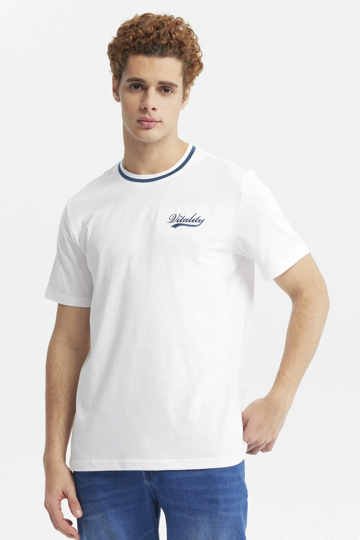 Polera Hombre Regular Print Blanco