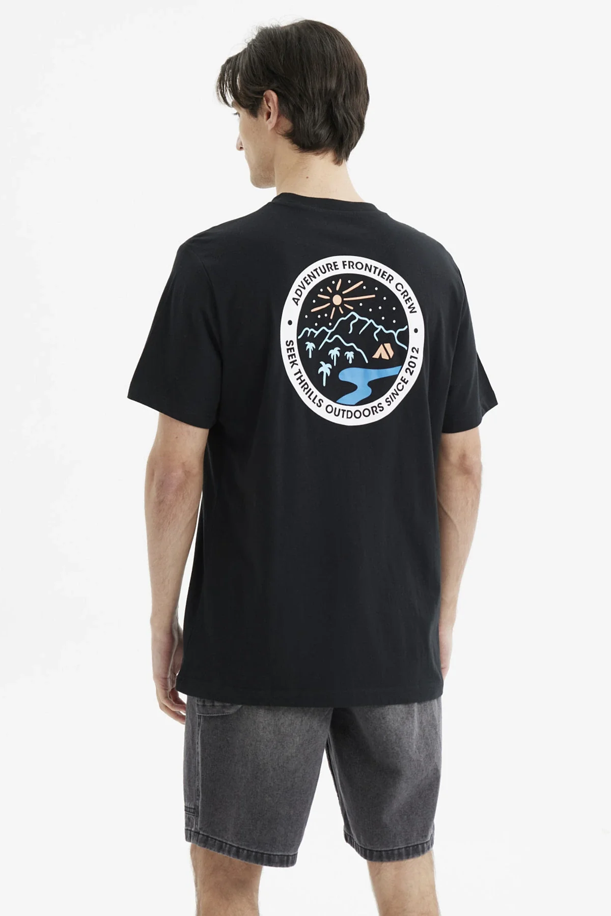 Polera Hombre Regular Print Frontal Negro - Image 2
