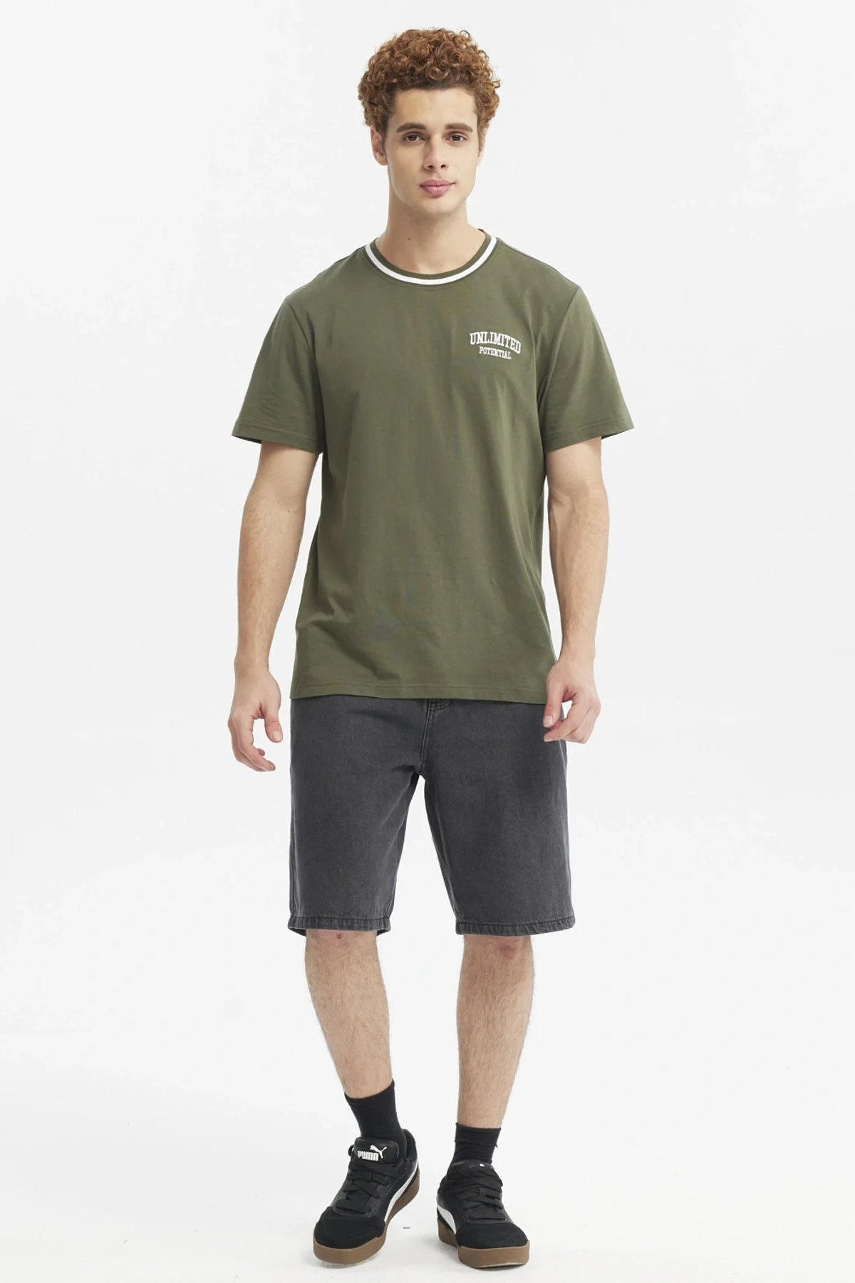 Polera Hombre Regular Print Verde Militar - Image 4