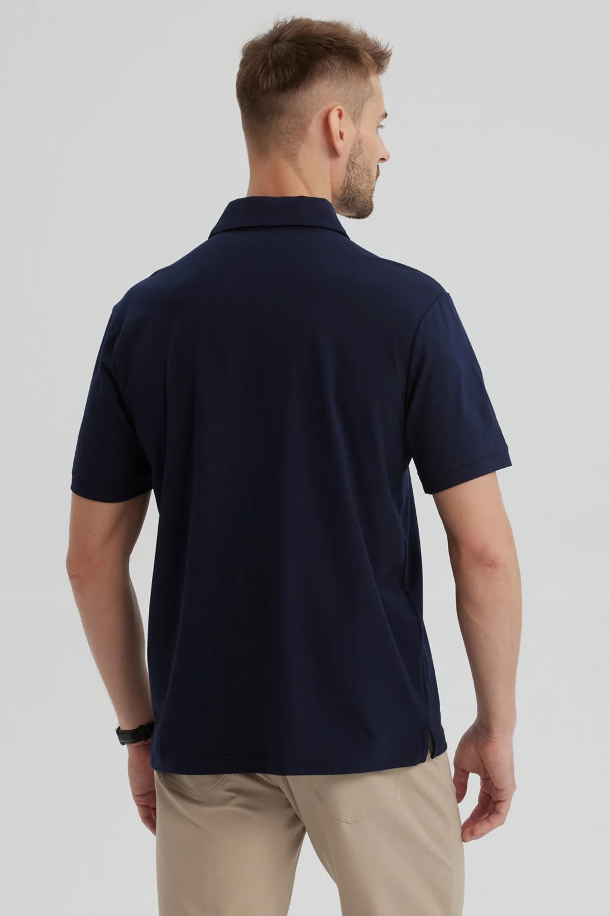 Polera Hombre Slim Cuello Camisero Azul Marino - Image 3