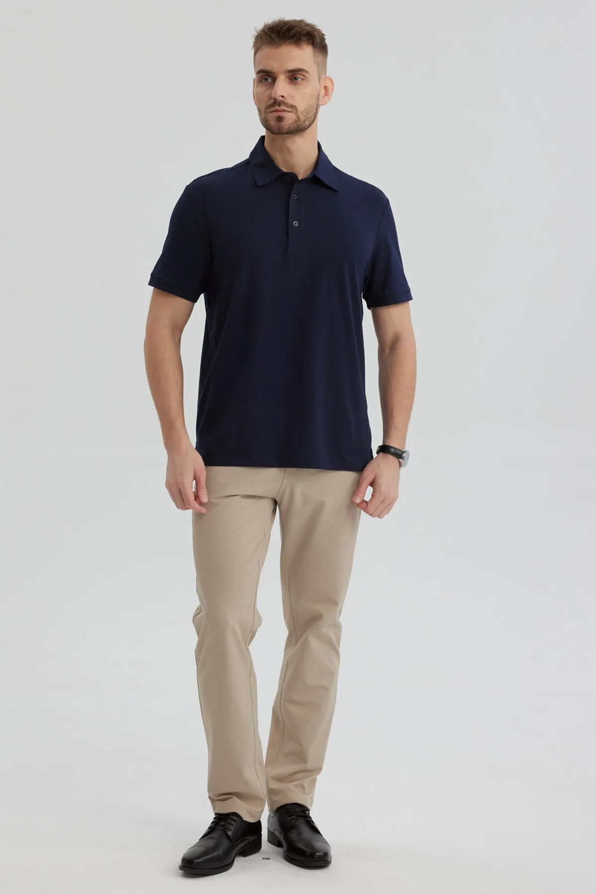 Polera Hombre Slim Cuello Camisero Azul Marino - Image 4