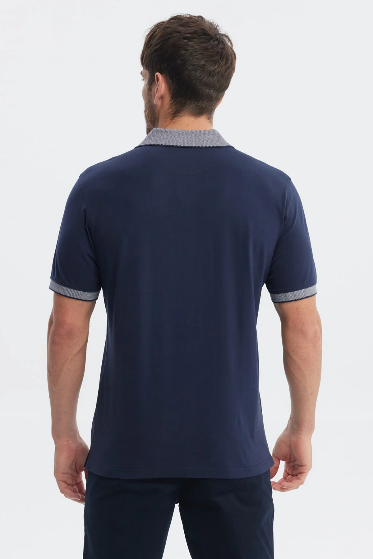 Polera Hombre Slim Cuello Camisero Azul Marino - Image 3