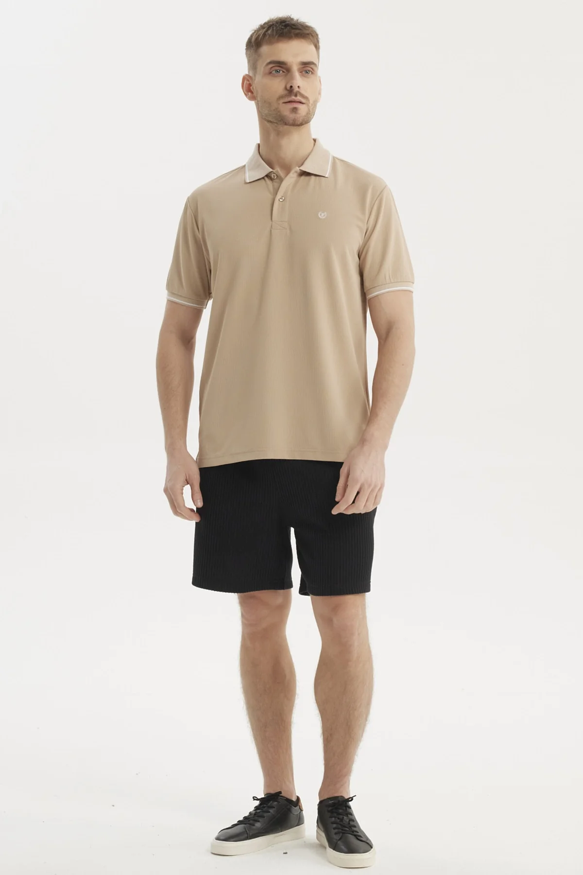 Polera Hombre Slim Cuello Camisero Beige - Image 4