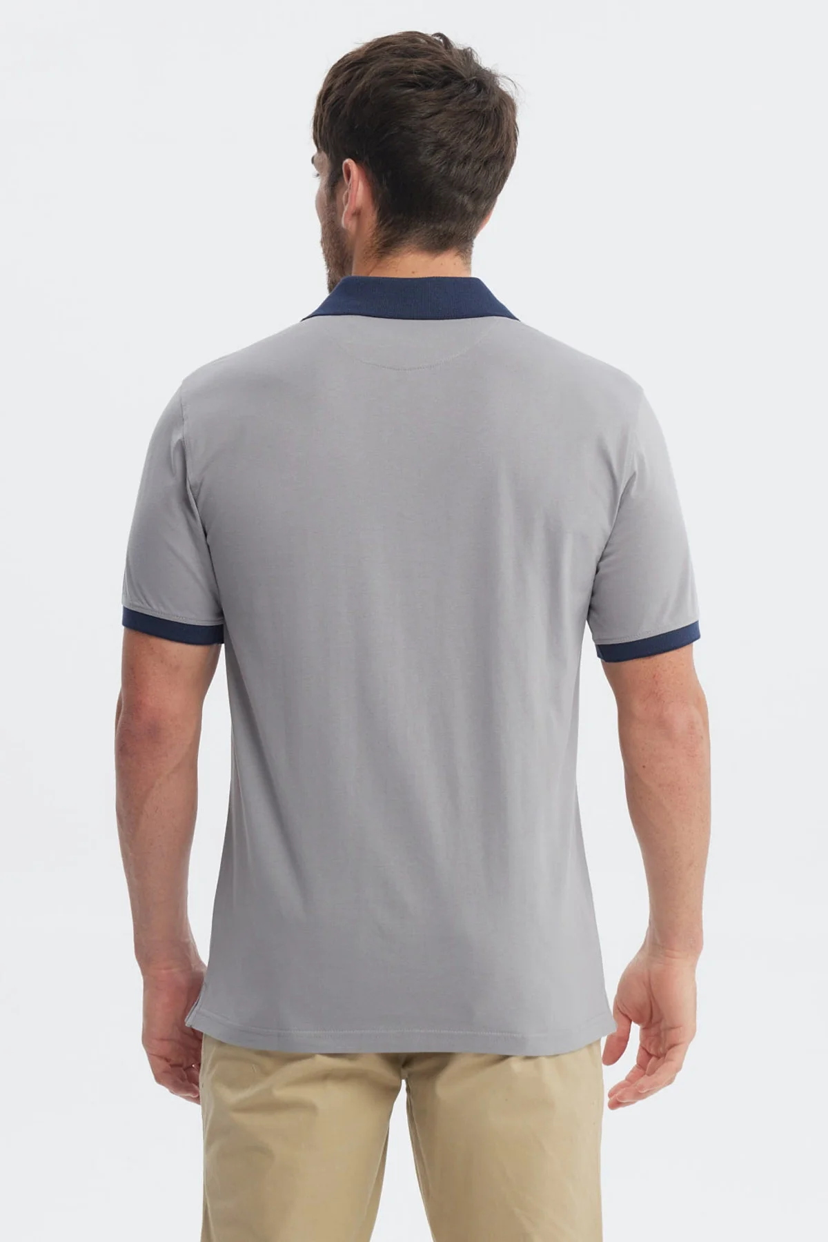 Polera Hombre Slim Cuello Camisero Gris - Image 3
