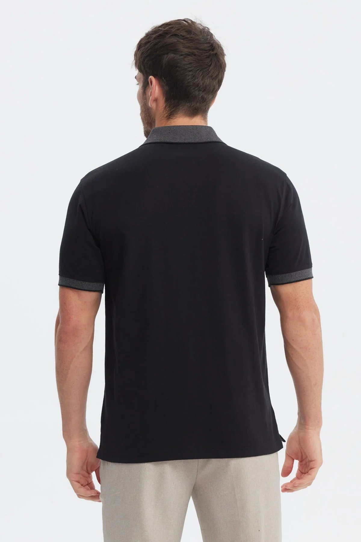 Polera Hombre Slim Cuello Camisero Negro - Image 3