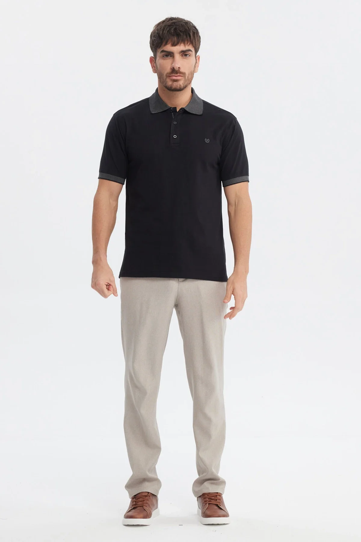 Polera Hombre Slim Cuello Camisero Negro - Image 4