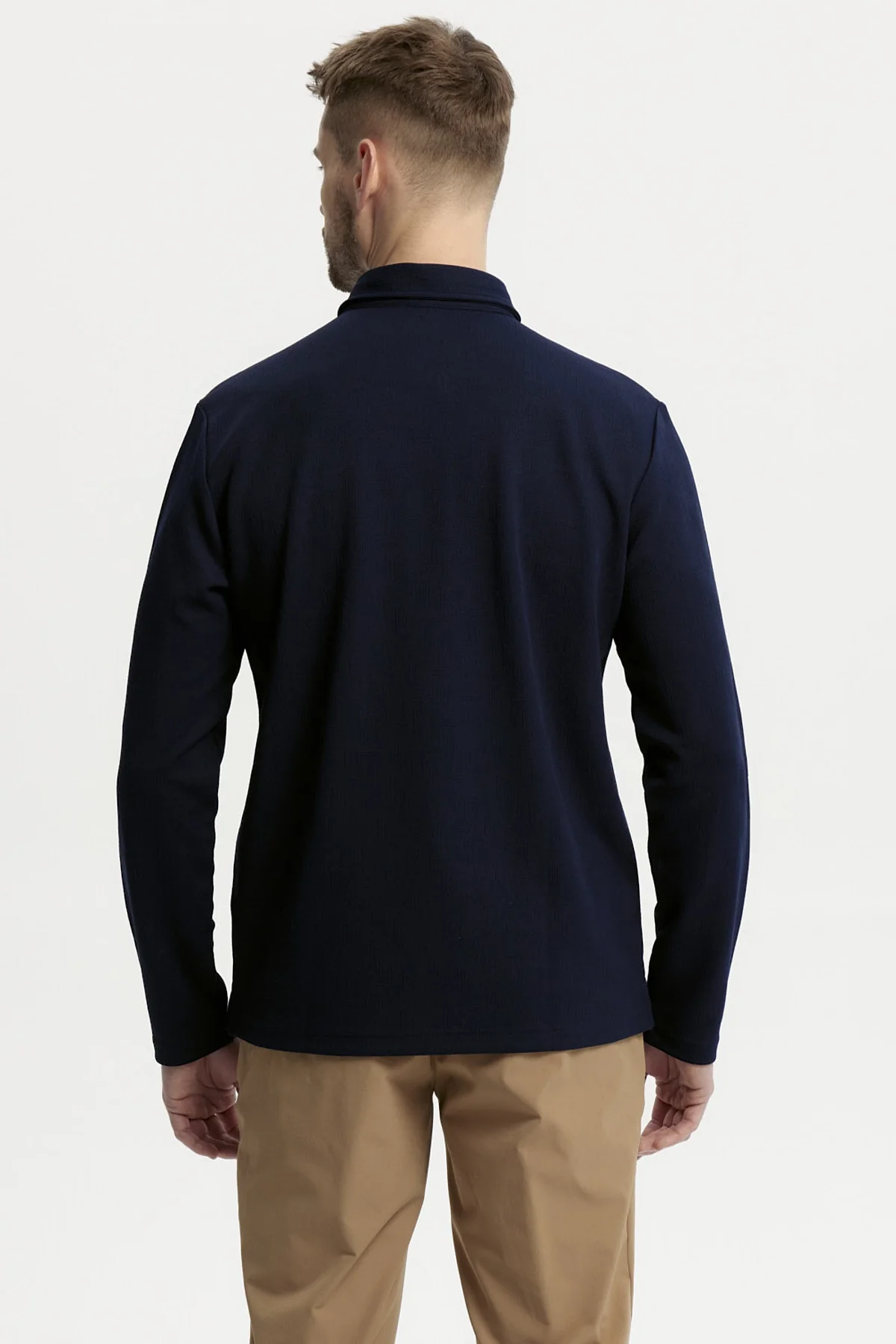 Polera Hombre Slim Cuello Polo Azul Marino - Image 3