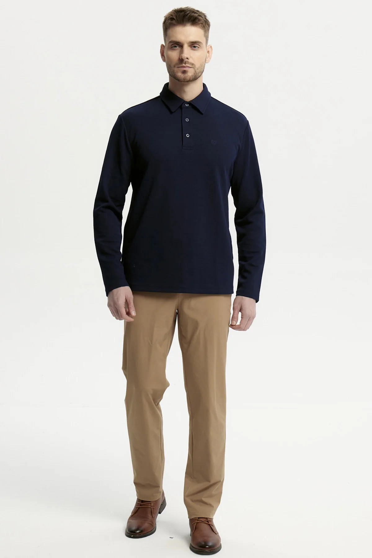 Polera Hombre Slim Cuello Polo Azul Marino - Image 4