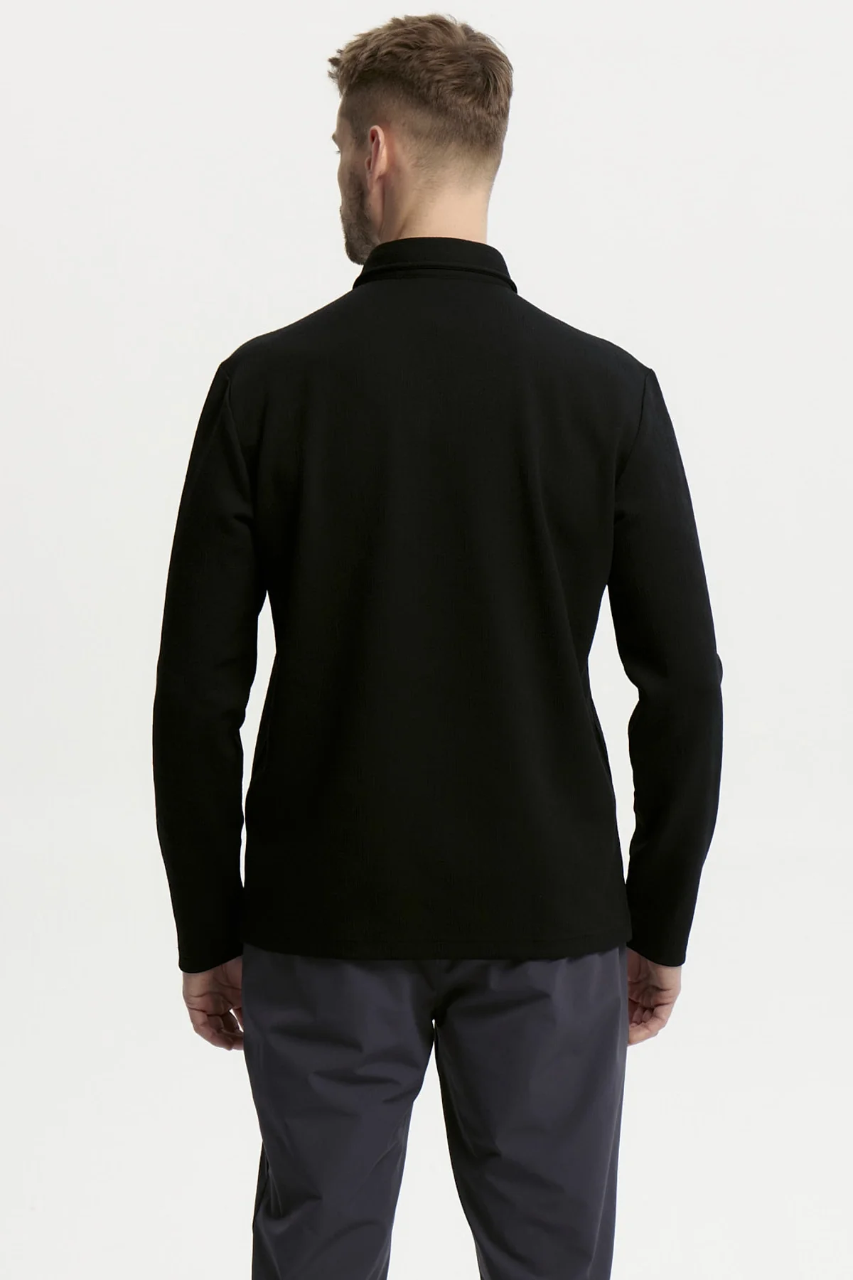 Polera Hombre Slim Cuello Polo Negro - Image 3