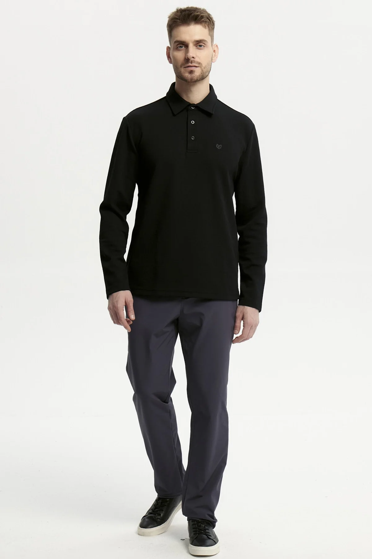 Polera Hombre Slim Cuello Polo Negro - Image 4