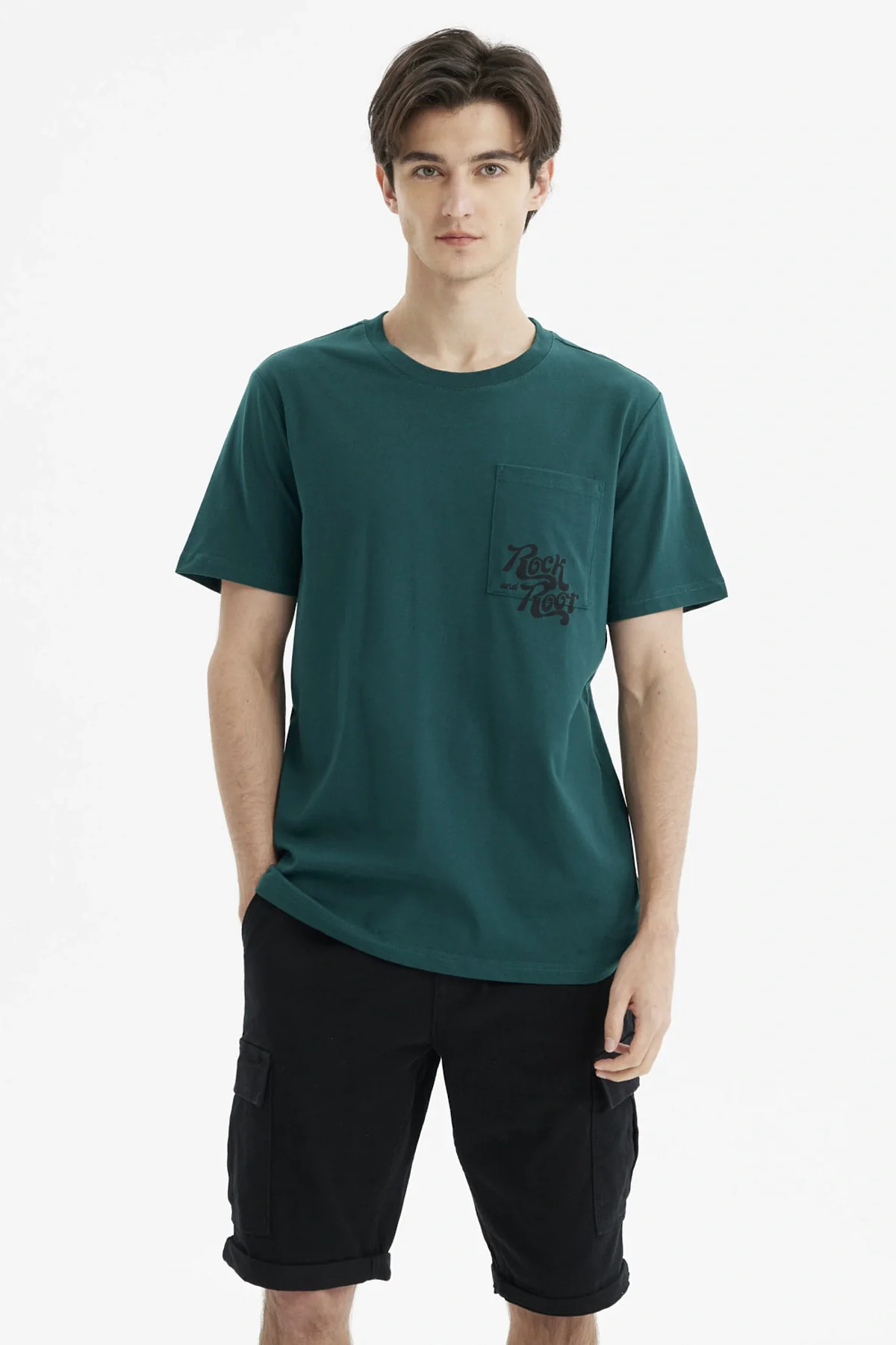 Polera Hombre Slim Verde Oscuro