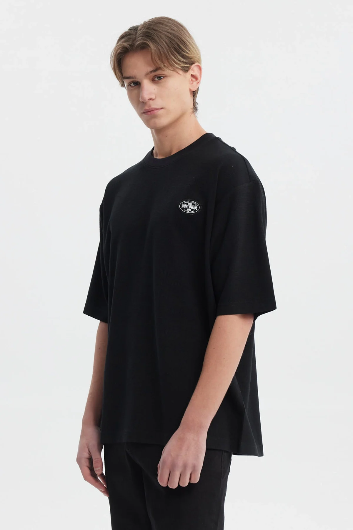 Polera Hombre Waffle Label Negro - Image 2