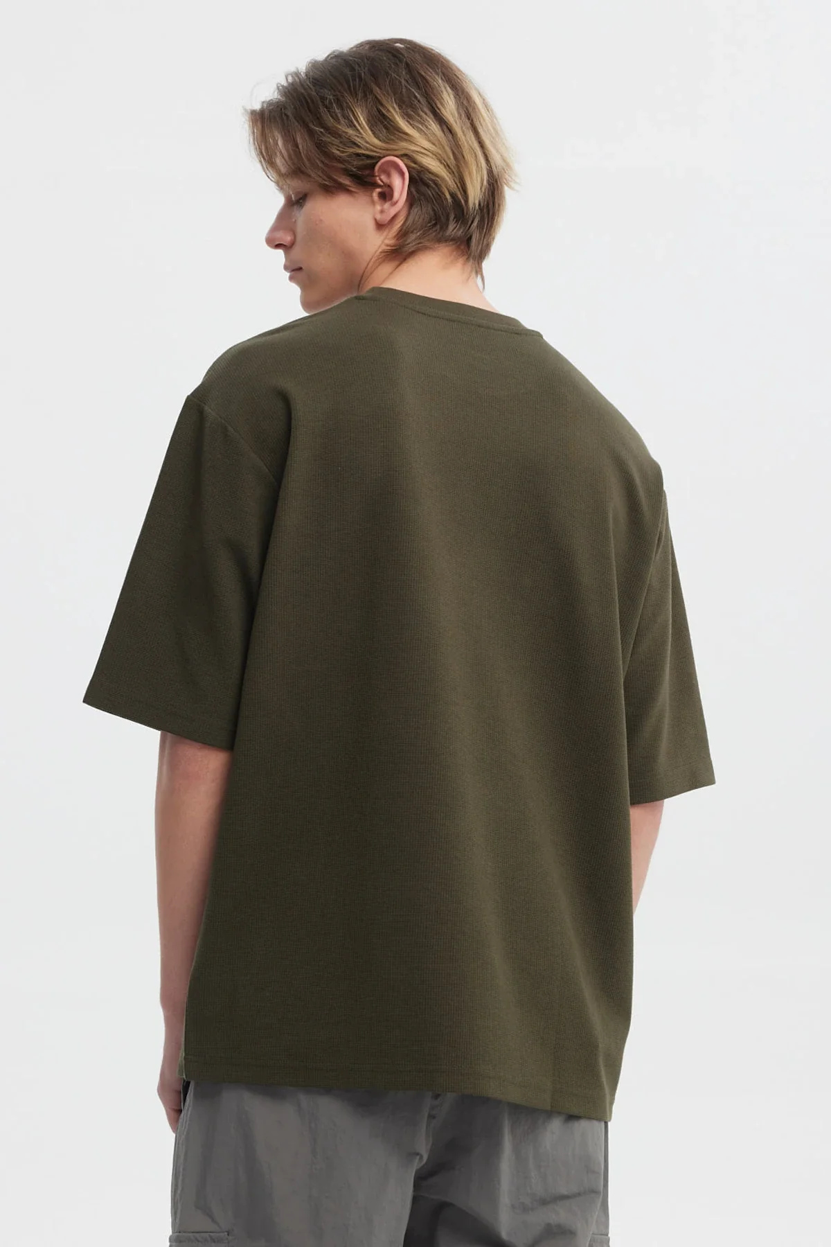 Polera Hombre Waffle Label Verde Militar - Image 3