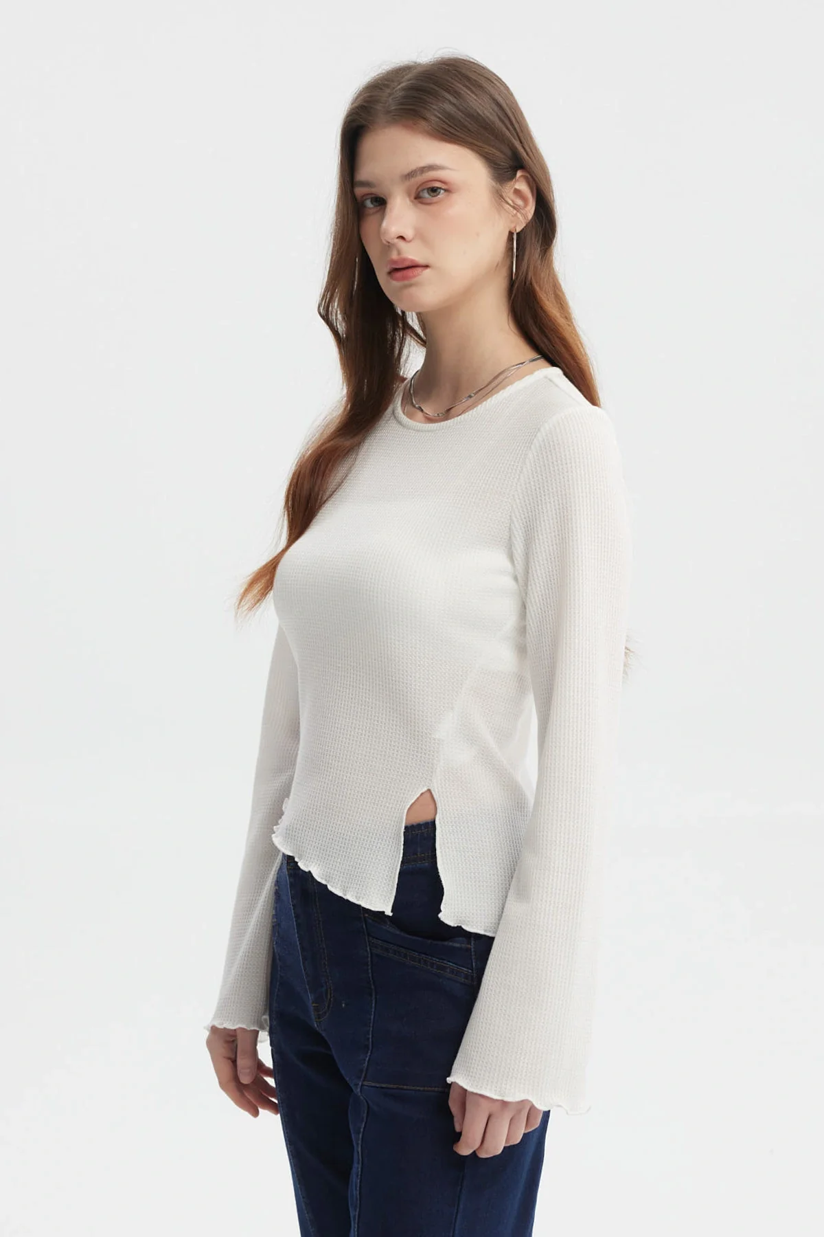 Polera Mujer Abertura Costado Crudo - Image 2