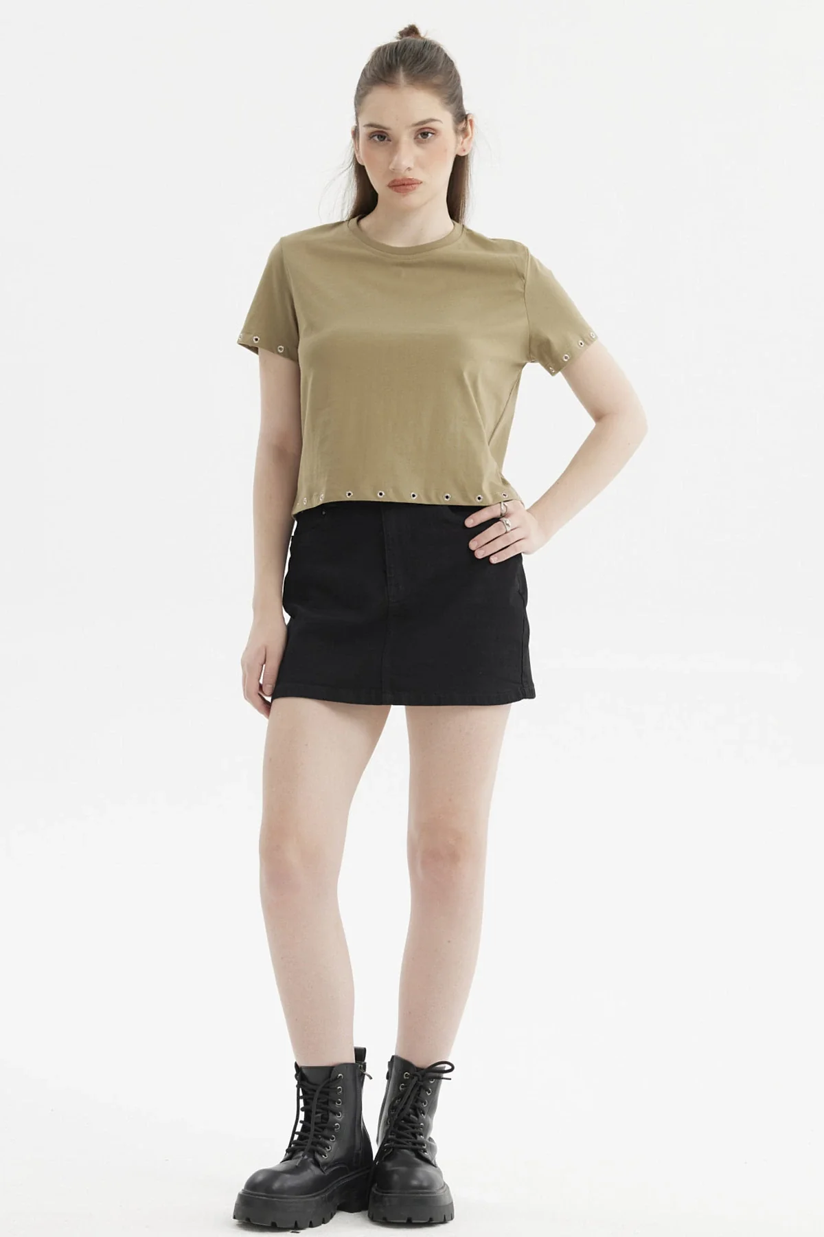 Polera Mujer Accesorio Metálico Verde Musgo - Image 4