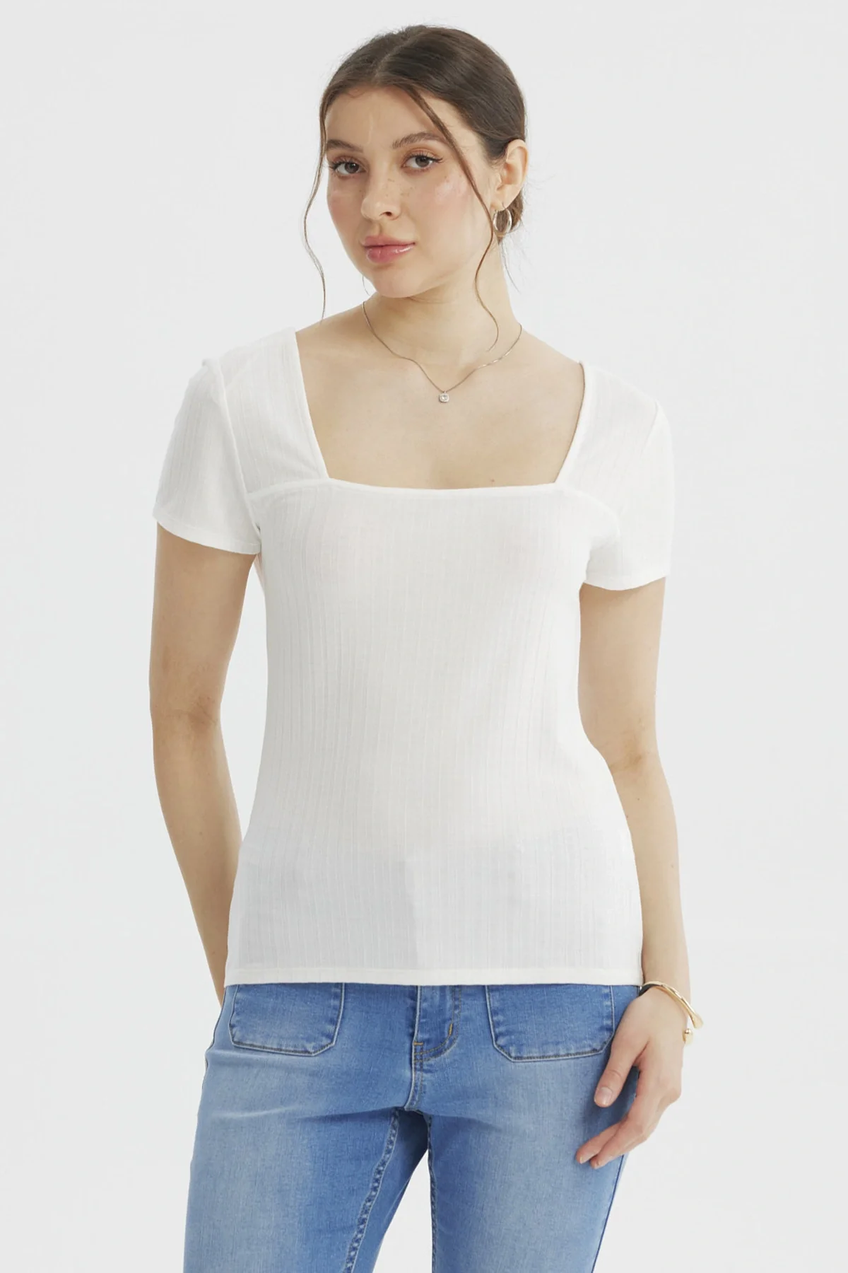 Polera Mujer Ajustado Crudo