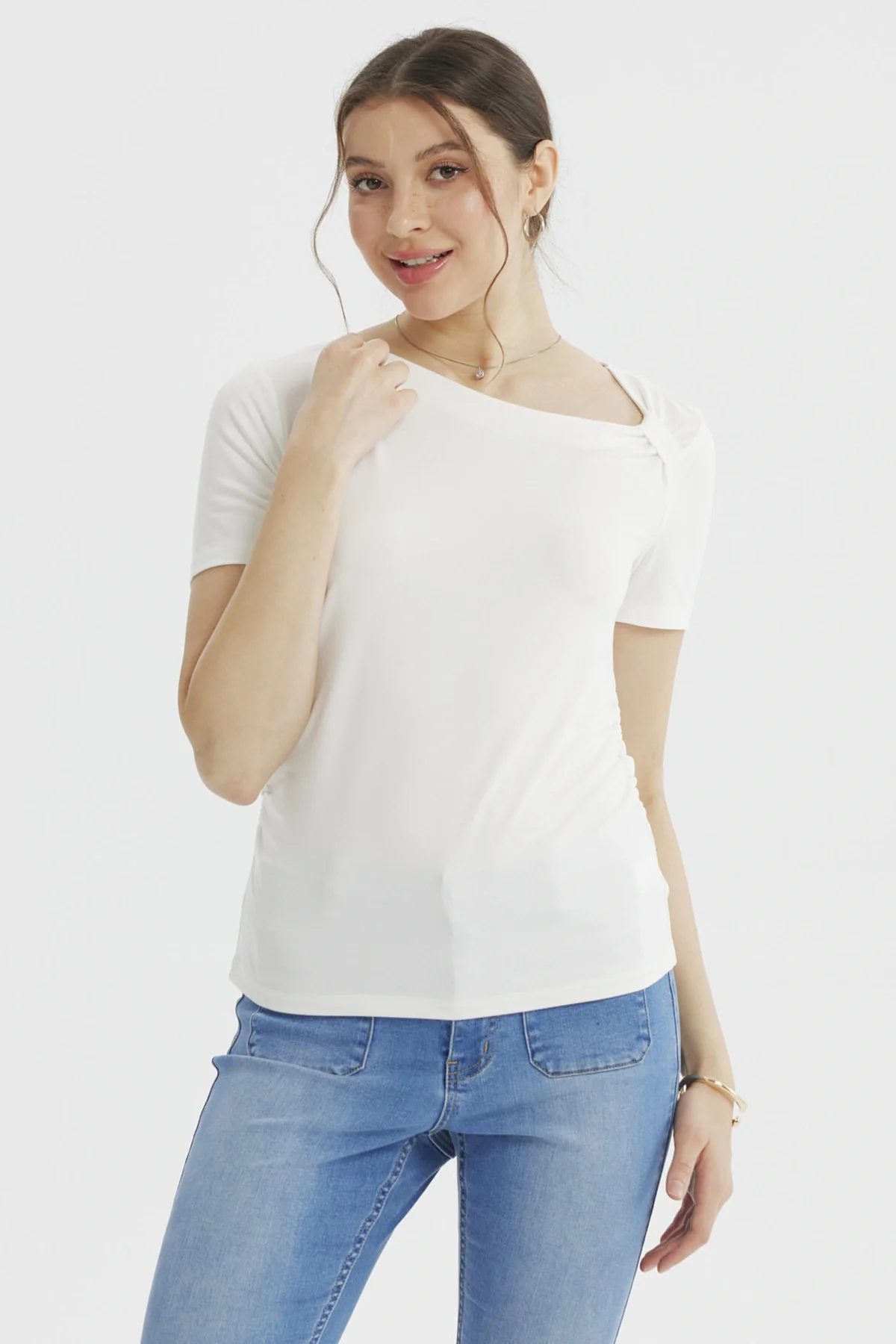 Polera Mujer Ajustado Crudo