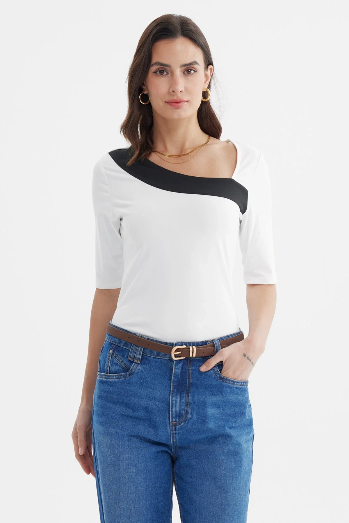 Polera Mujer Ajustado Crudo