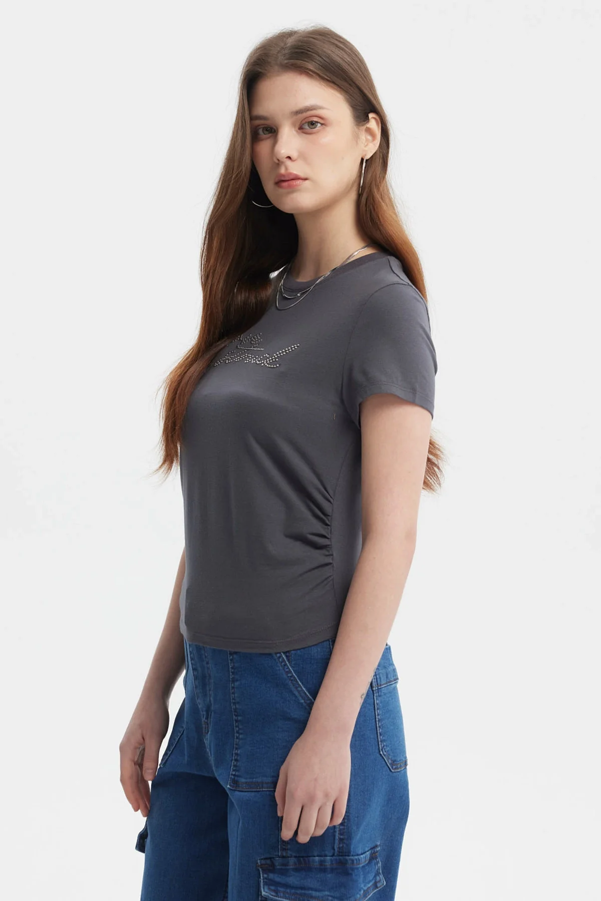 Polera Mujer Ajustado Gris Marengo - Image 3
