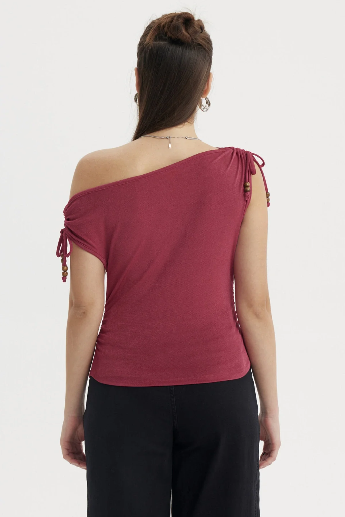 Polera Mujer Ajustado Nudo Magenta - Image 3