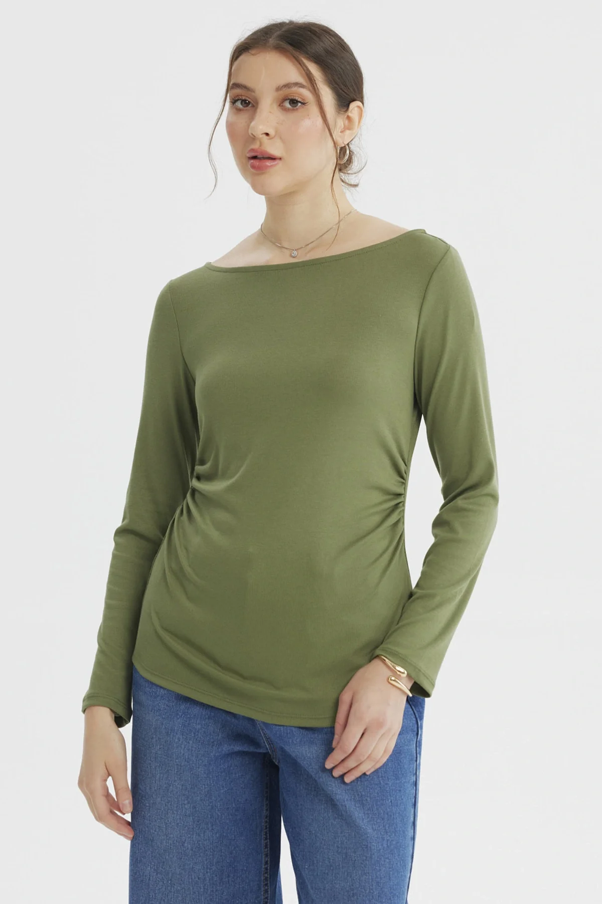 Polera Mujer Ajustado Verde Olivo