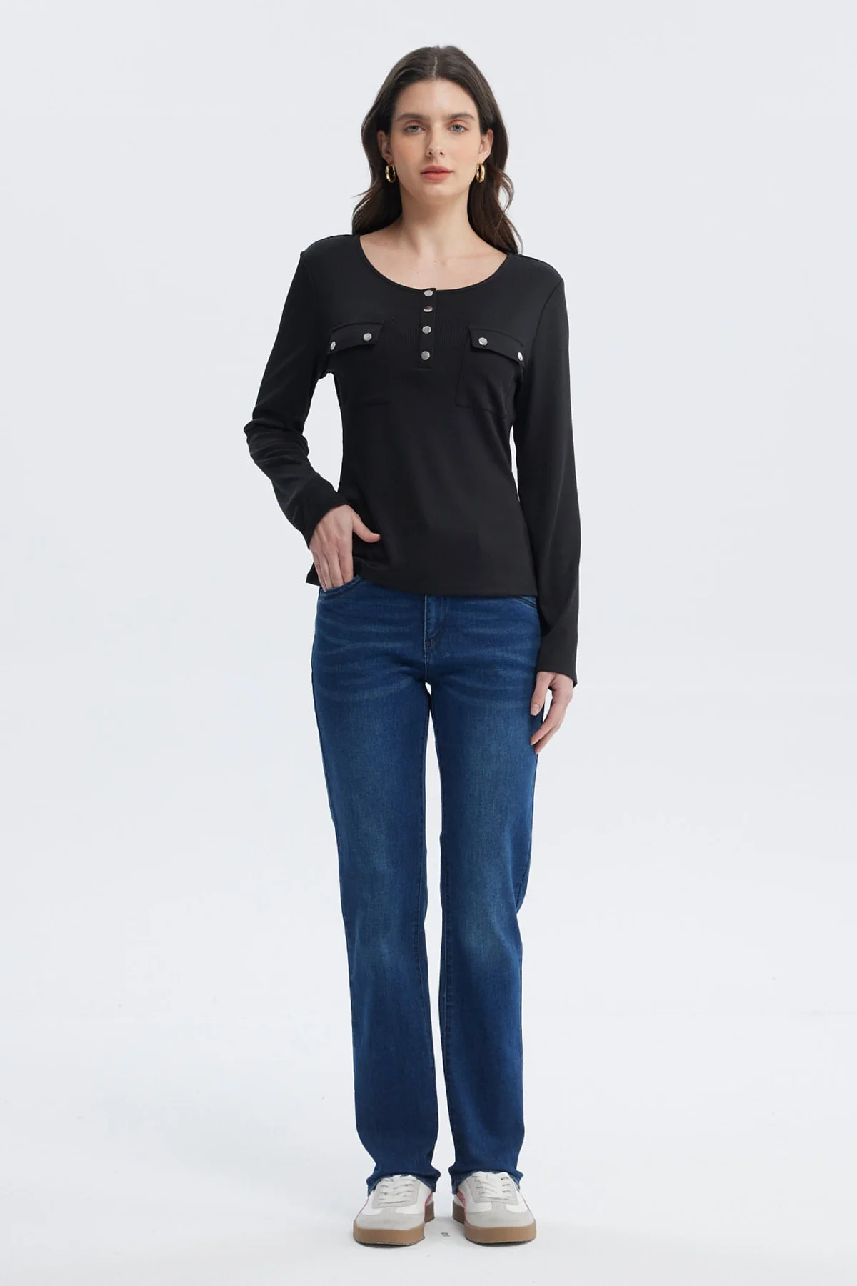 Polera Mujer Aplicación Botones Negro - Image 4