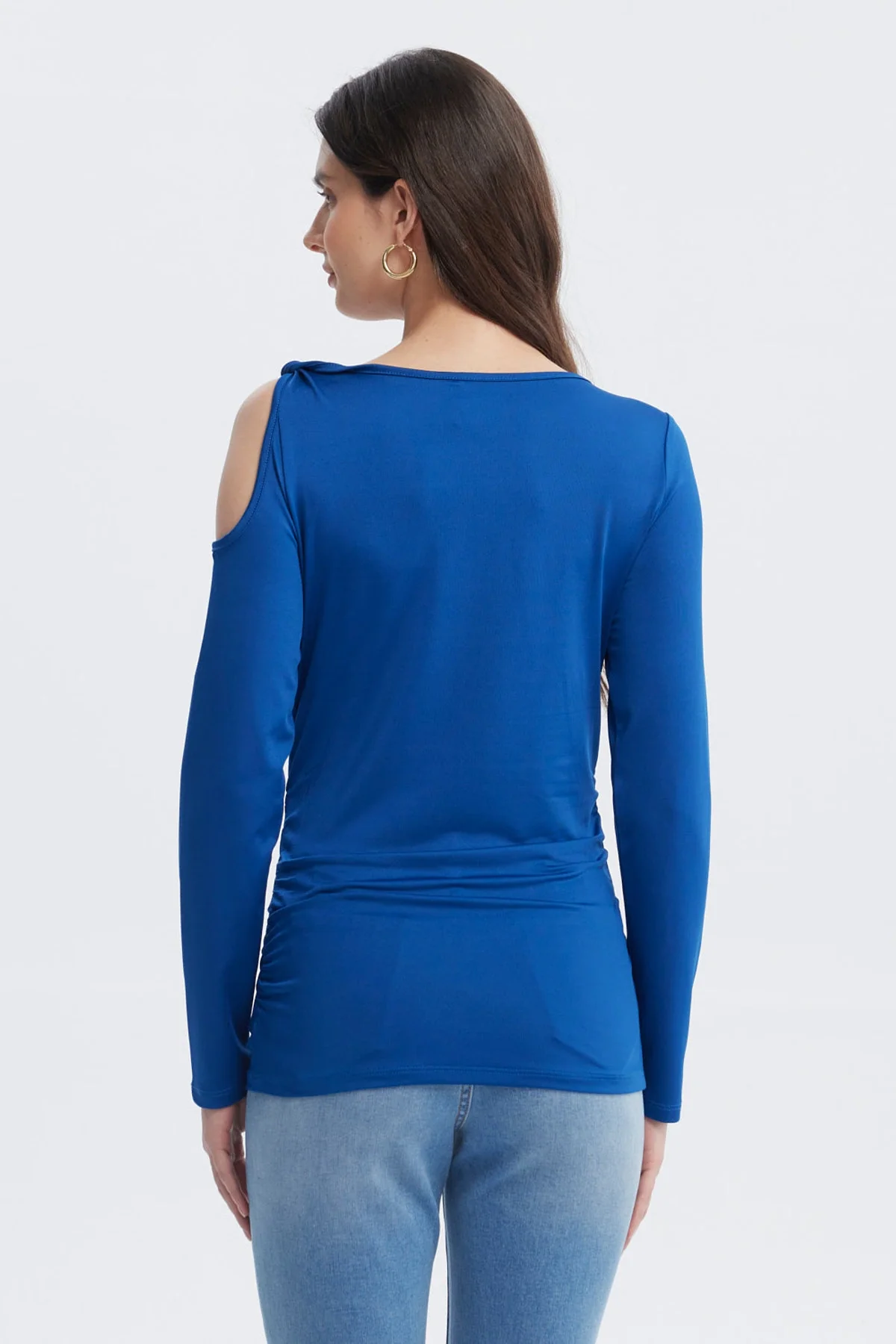 Polera Mujer Aplicación Nudo Hombro Azul - Image 3