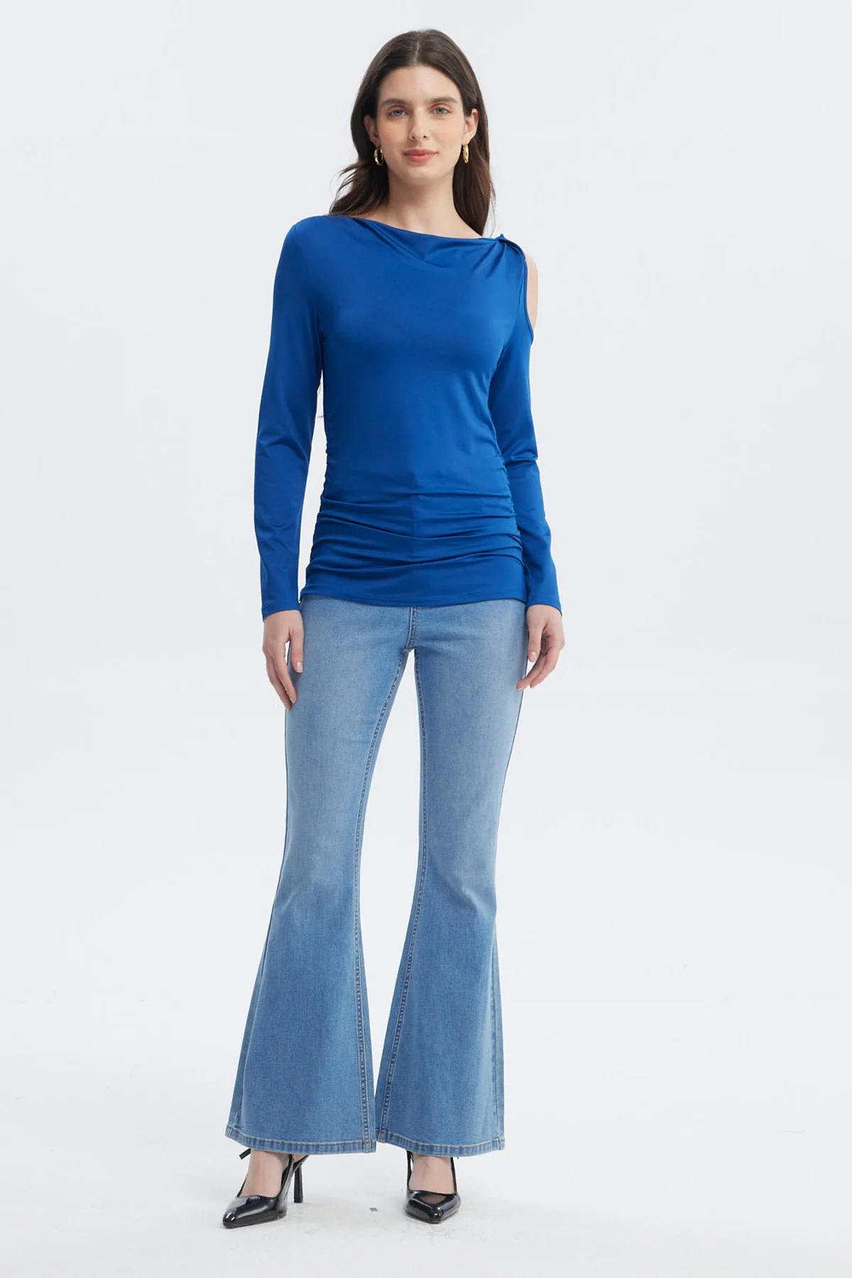 Polera Mujer Aplicación Nudo Hombro Azul - Image 4