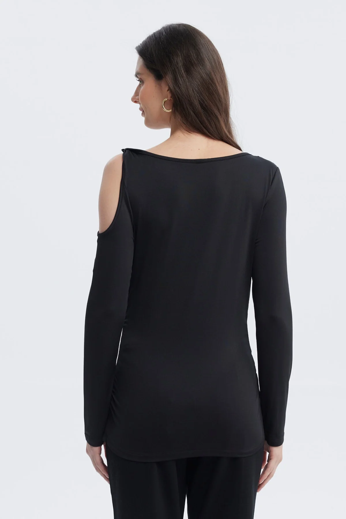 Polera Mujer Aplicación Nudo Hombro Negro - Image 3
