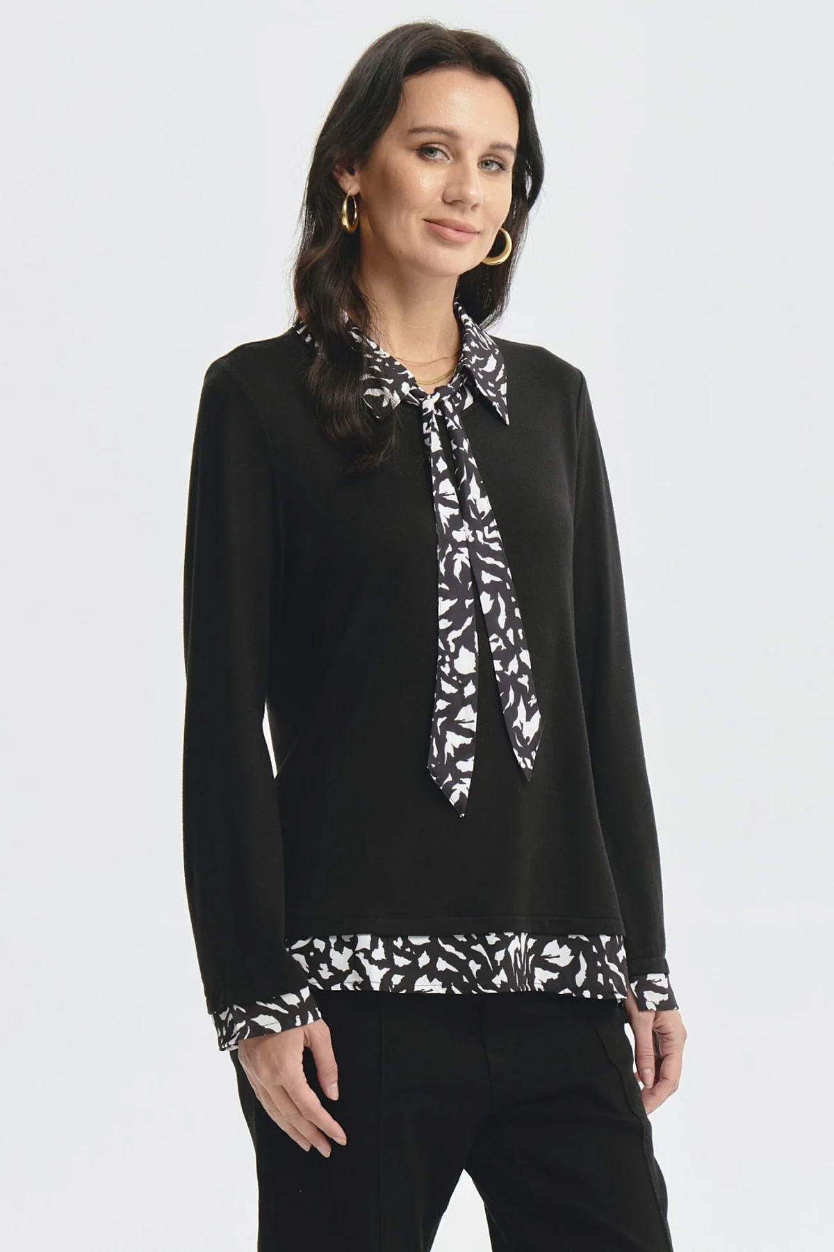 Polera Mujer Aplicación Pañuelo Negro - Image 2