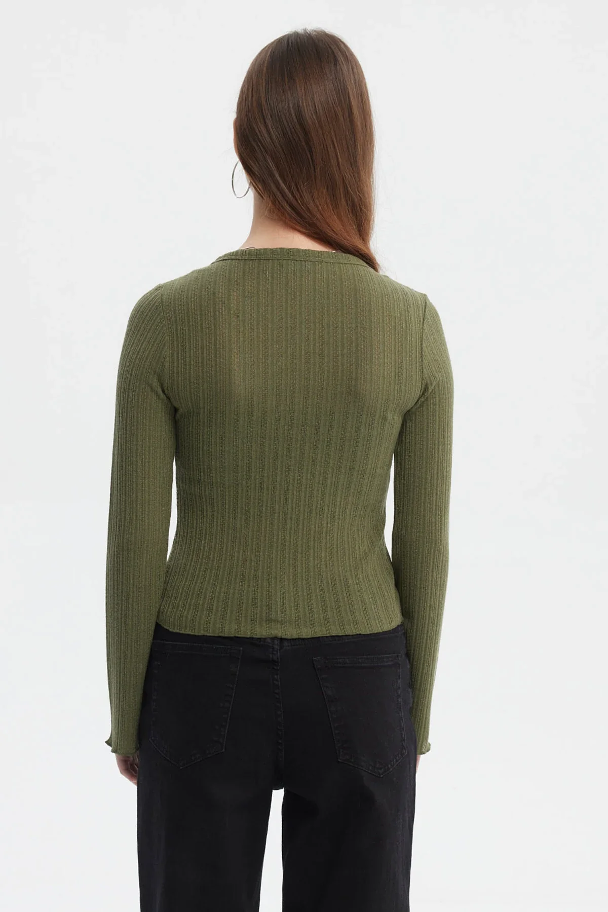 Polera Mujer Asimétrica Botones Verde Militar Claro - Image 3