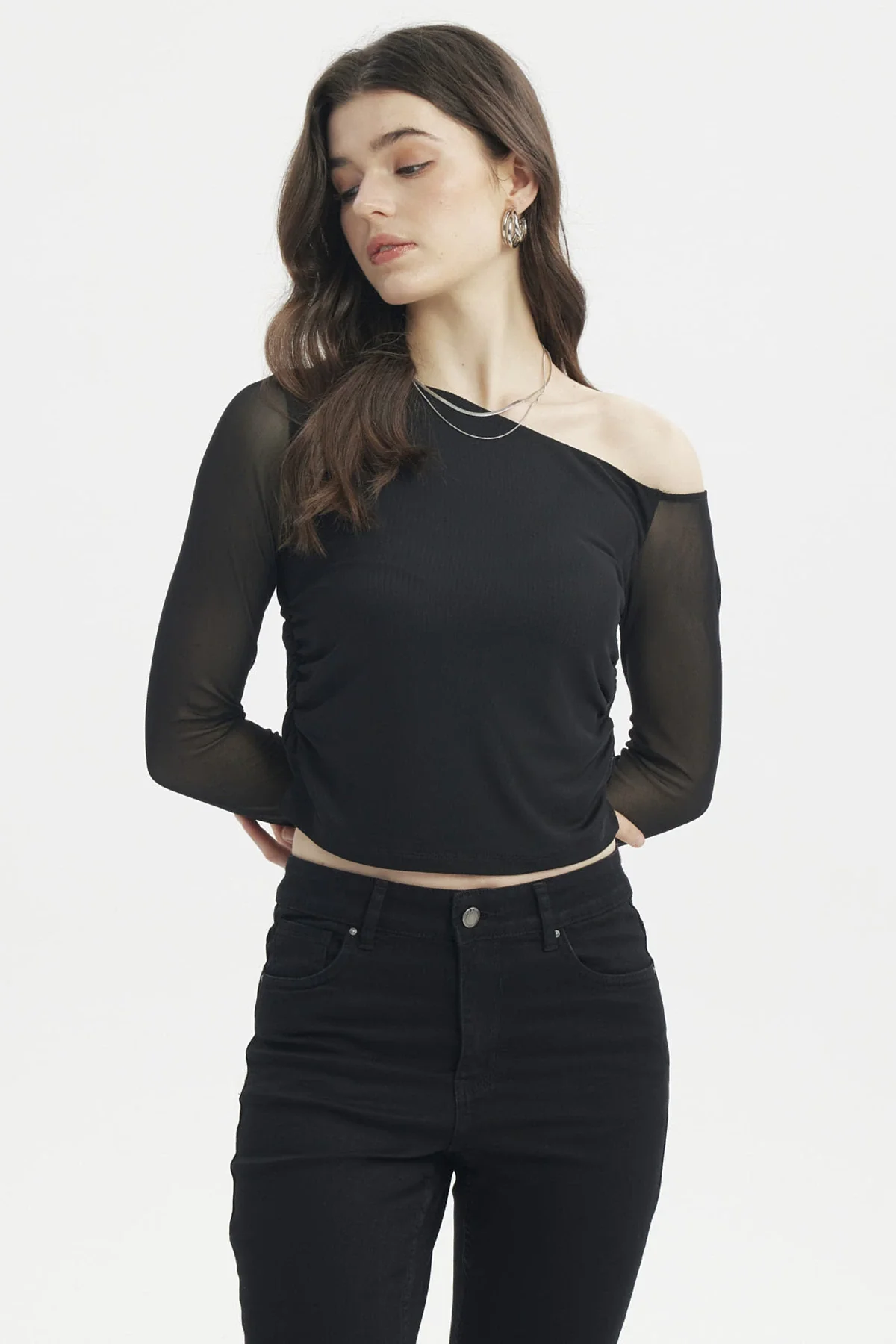 Polera Mujer Asimétrica Negro