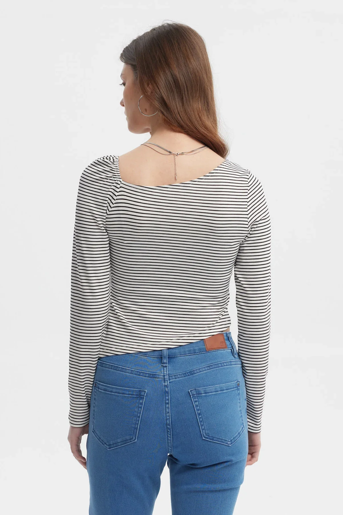 Polera Mujer Asimétrica Rayas Crudo - Image 3