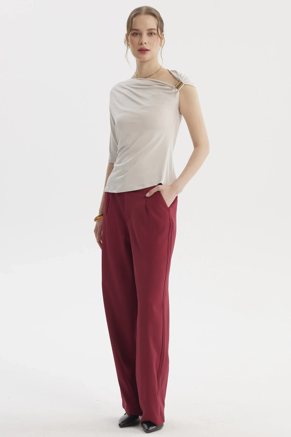 Polera Mujer Asimétrico Arena - Image 4