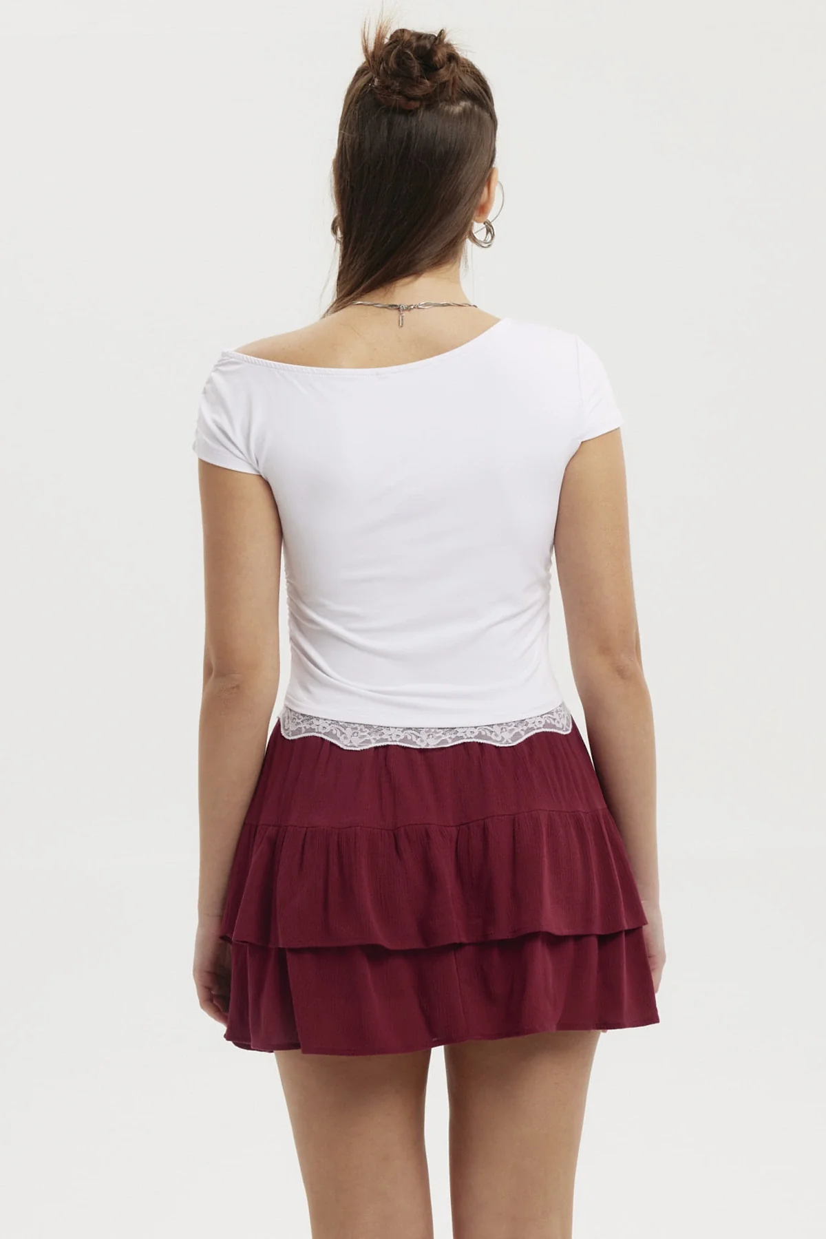 Polera Mujer Asimétrico Basta Encaje Blanco - Image 3