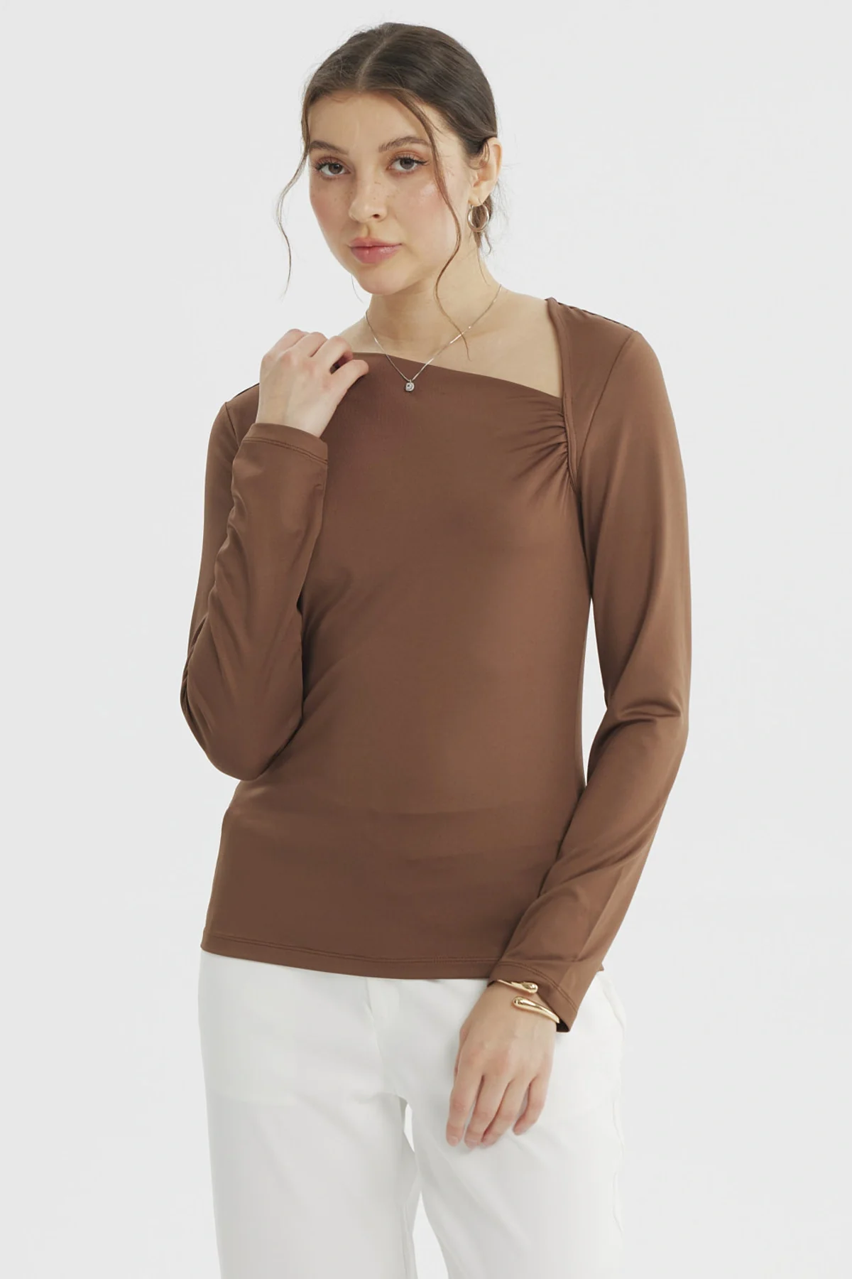 Polera Mujer Asimétrico Café
