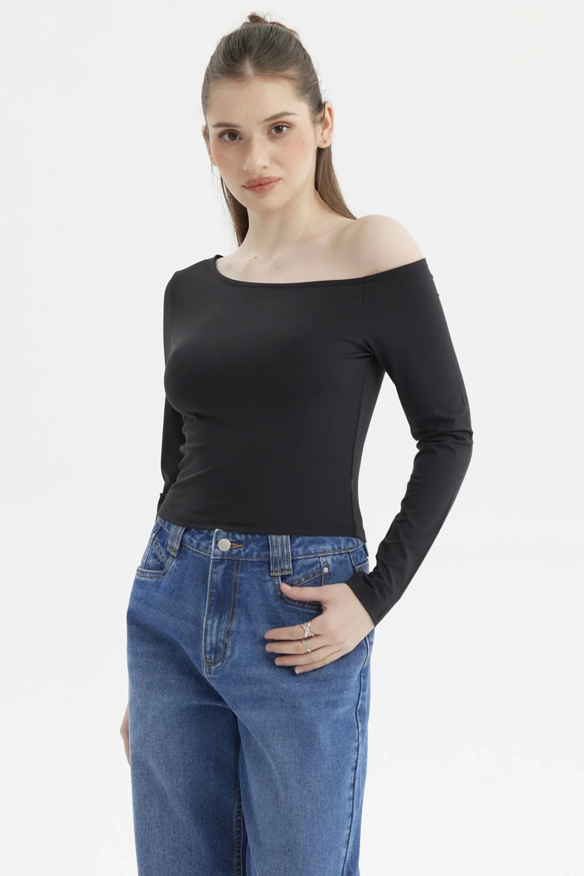 Polera Mujer Asimétrico Negro - Image 2