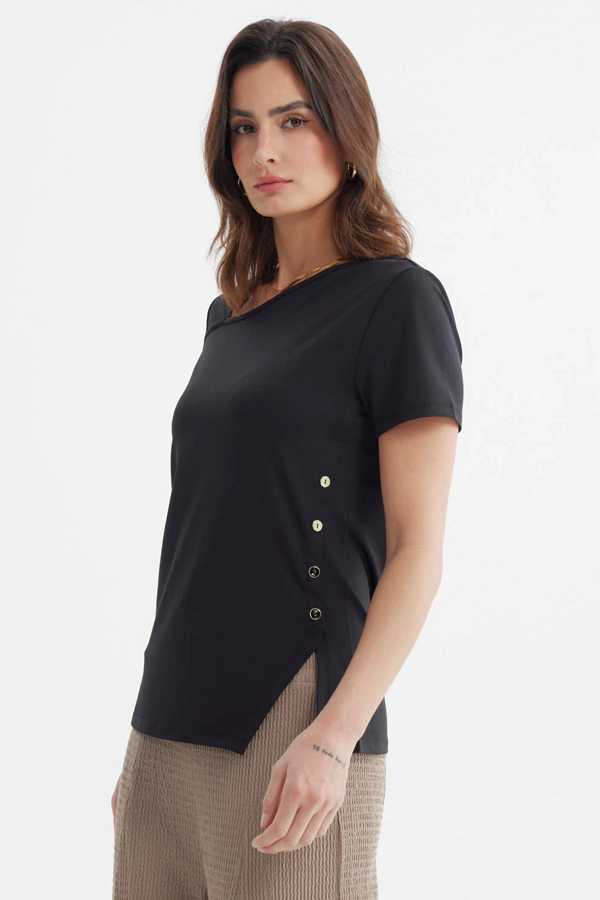 Polera Mujer Asimétrico Negro - Image 2
