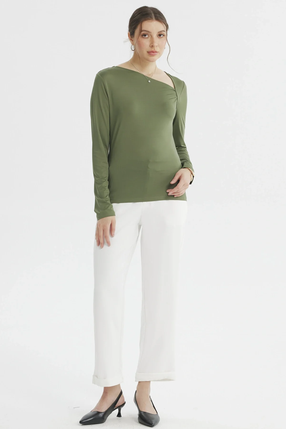 Polera Mujer Asimétrico Verde Olivo - Image 4