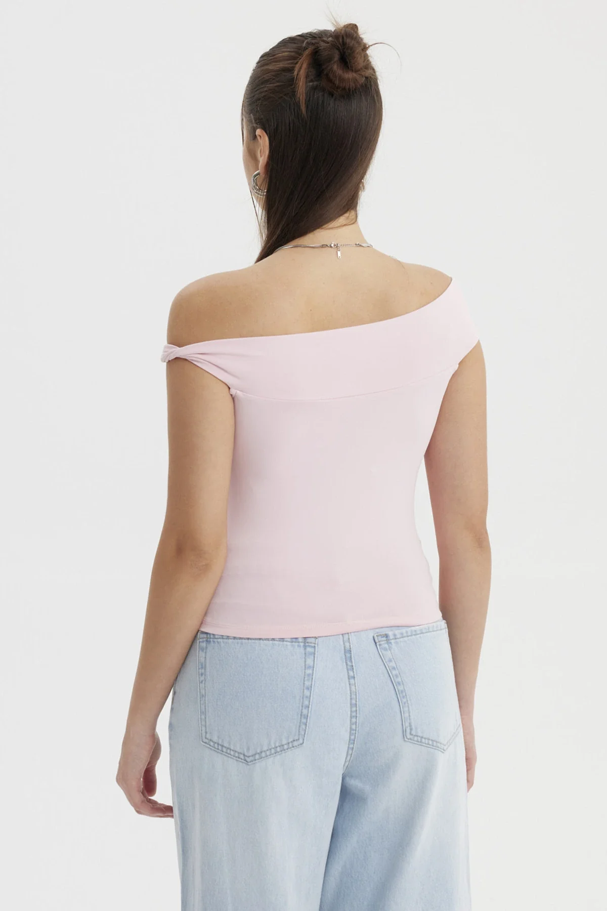 Polera Mujer Bardot Aplicación Nudo Rosado - Image 3