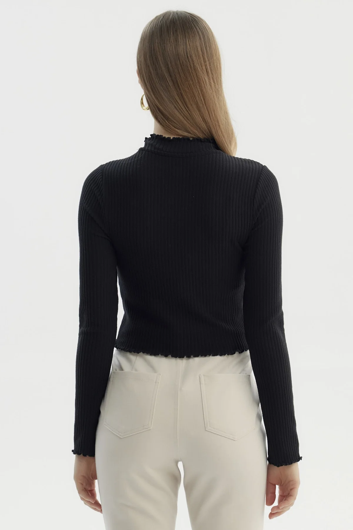 Polera Mujer Basic Ajustado Negro - Image 3