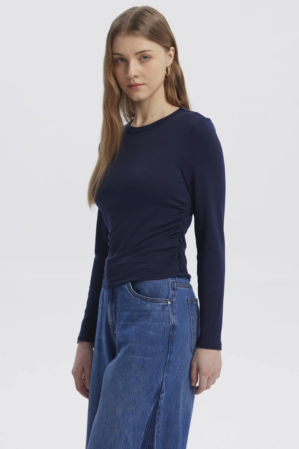 Polera Mujer Basic Azul Oscuro - Image 2
