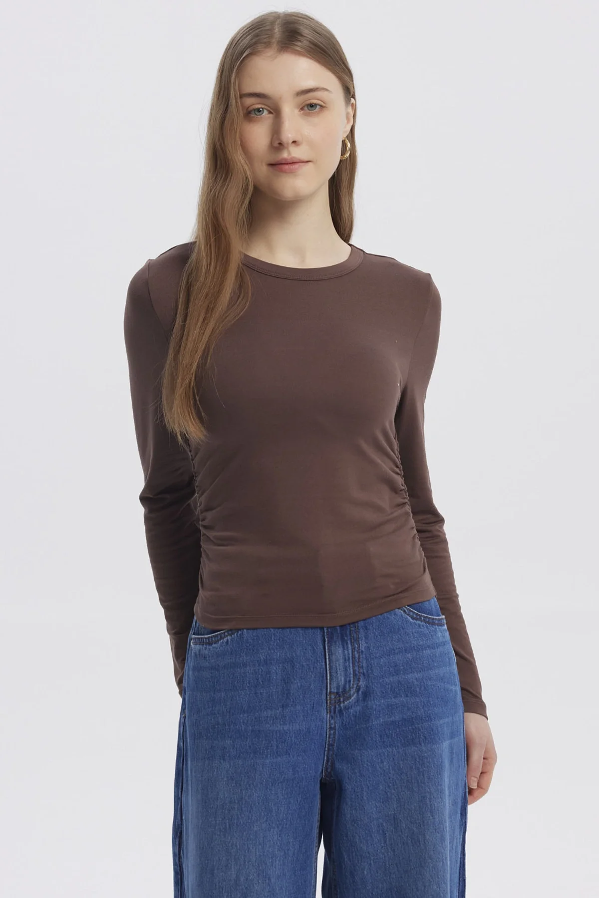 Polera Mujer Basic Café Oscuro