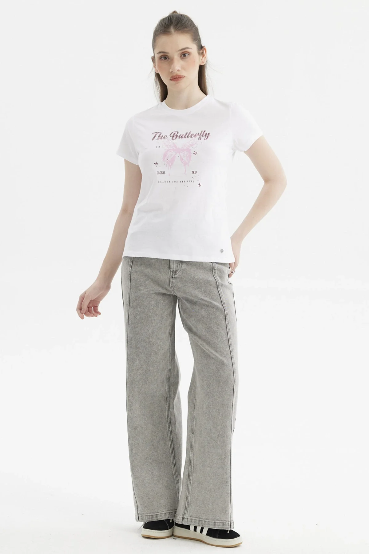 Polera Mujer Básica Blanco / Rojo - Image 4