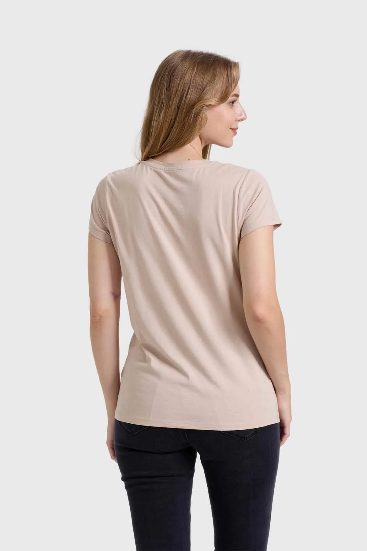Polera Mujer Básica Print Beige - Image 2