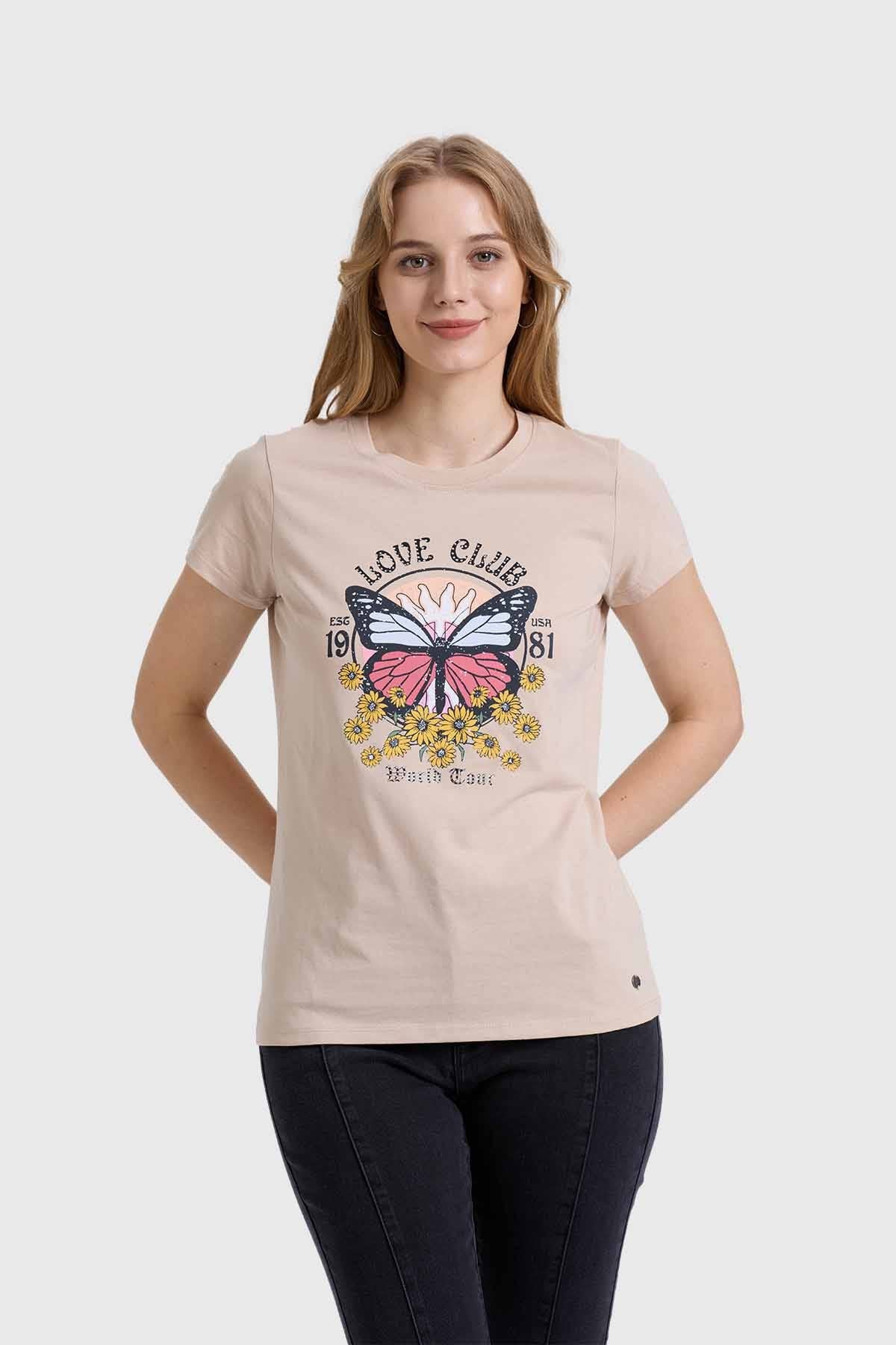 Polera Mujer Básica Print Beige - Image 4