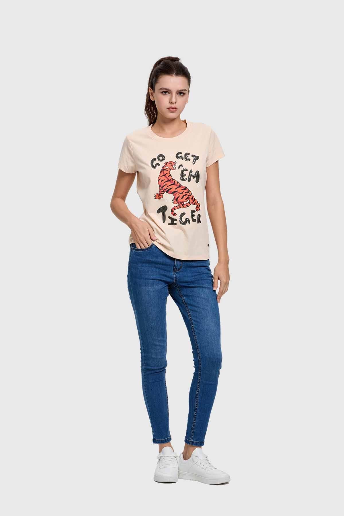 Polera Mujer Básica Print Beige - Image 4