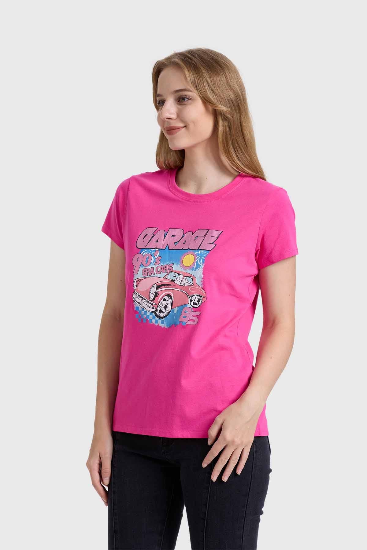 Polera Mujer Básica Print Fucsia - Image 2