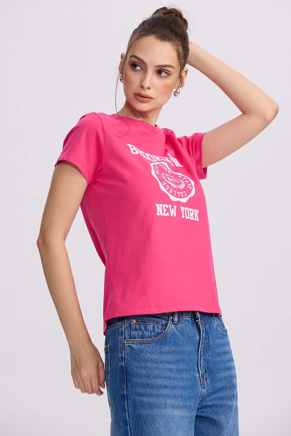 Polera Mujer Básica Print Fucsia - Image 2