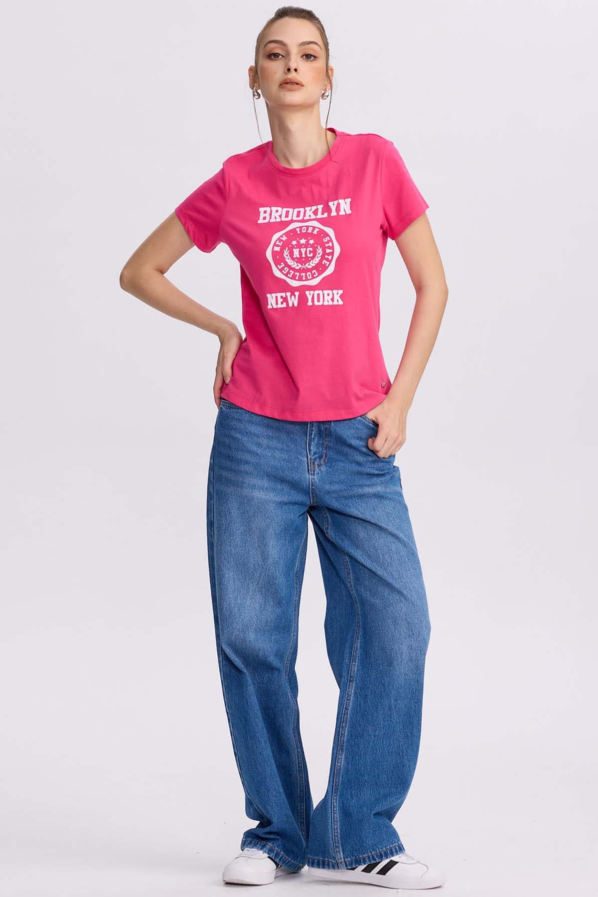 Polera Mujer Básica Print Fucsia - Image 4